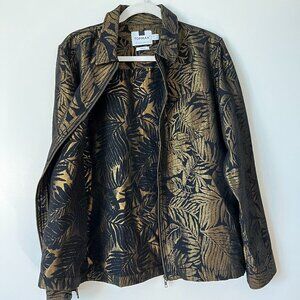 Unique and Stylish Gold and Black Palm Frond Topman Shirt Jacket